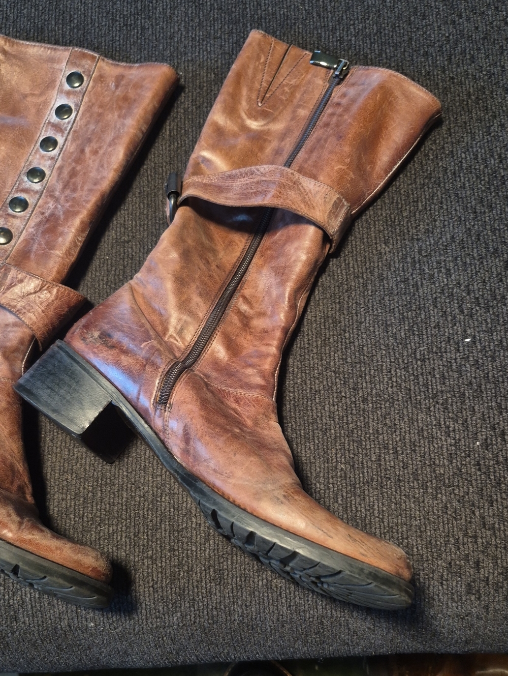 Kenneth Cole Brown Leather Lace-Up Mid-Calf Boots
